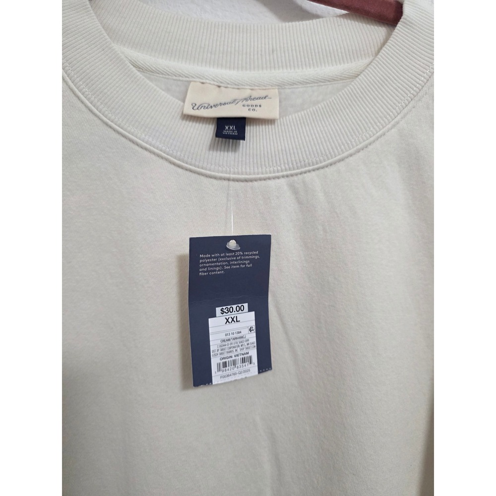 Universal Thread Cream Crewneck Sweatshirt XXL NWT Relaxed Fit Fleece Pullover - Picture 2 of 3
